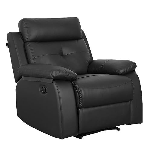 Image of Recliners India - Ohio Single Seater Recliner Sofa | 3 Modes of Comfort | Manual Recliner Chair | Cushion Armrest | Living Room Recliner Sofa | 1-Year Manufacturer Warranty | Colour- Black