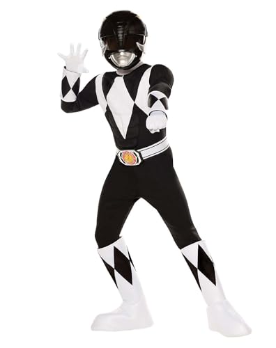 Spirit Halloween Mighty Morphin Power Rangers Kids Black Power Ranger Costume, Officially Licensed, Suit with Mask, Boys, Size CHILD MEDIUM Standard, Multicolor