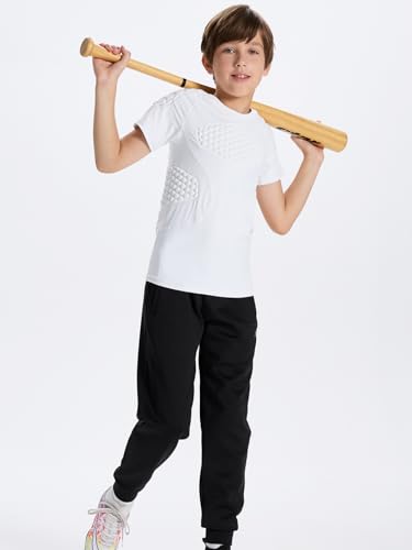 DEVOROPA Youth Boys Padded Football Shirt Baseball Lacrosse Compression Undershirt Chest Rib Heart Shoulder Protector Gear4
