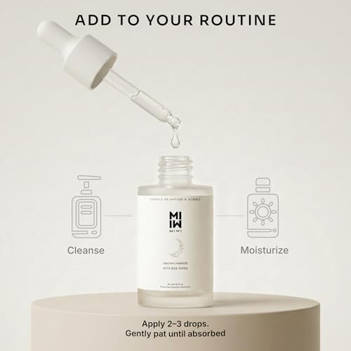 Image of MIWI 10% Niacinamide Serum for oily skin with Rice water and Hyaluronic Acid | For Dry skin, Acne Marks Reduction and Serum for Glowing skin | Face serum for women and men | for All Skin Types