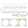 Consciot LED Vanity Lights For Mirror, Hollywood Style Vanity Lights With 10 Dimmable Bulbs, Adjustable Color & Brightness, USB Cable, Mirror Lights Stick on for Makeup Table Dressing Room, White