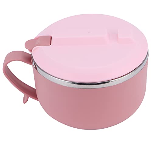 HERCHR 1200ml/42.2Oz Ramen Bowl Handle and Lid,Noodles Bowl Soup Double Insulated Sealed Pasta,Rapid Cup Noodle for Soup,Ramen for Dorm, Small Kitchen,Office