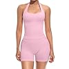 Womens Workout Sets Two Piece Halter Top Matching High Waist Scruch Butt Shorts Gym Sets Work Out Outfits