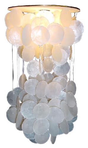 Lampe de Plafond/Plafonnier, Lampe à Coquille Faite de Centaines de Capiz, Plaques de Nacre - Modèle Shells 40 cm, Blanc, Descoquilles, La Couleur : Blanc,...