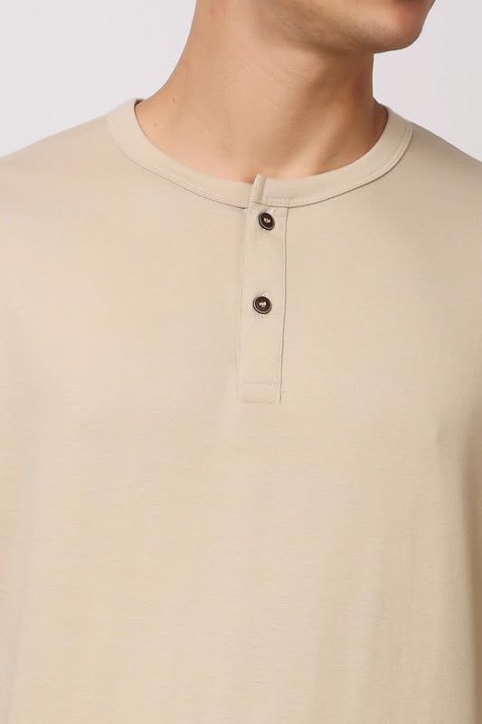 London Hills Men's Solid Henley T-Shirt Skin - Image 6