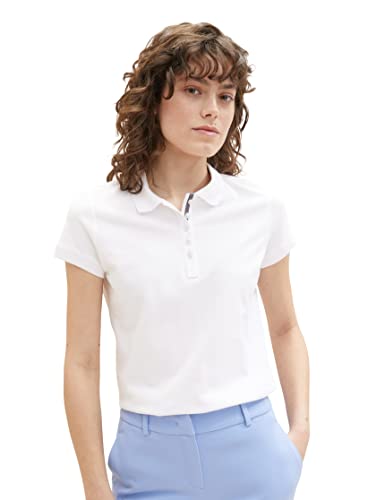 TOM TAILOR Damen Basic Slim Fit Polo Shirt,20000 - White,M