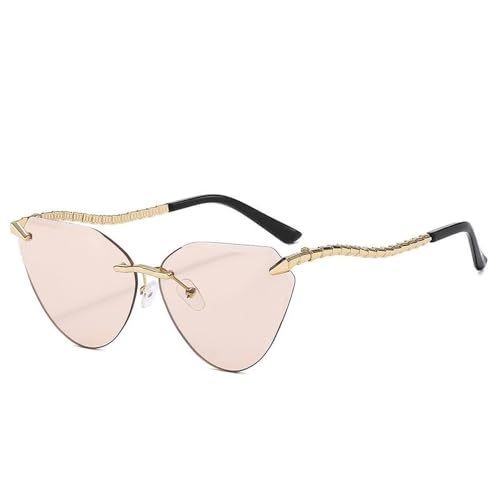 Lunettes de soleil de luxe tendance pour dames, design epure en metal sans cadre et verres UV400