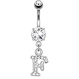 [HOMESLICE PRODUCTIONS] イニシャル F バナナバーベル へそピアス ボディ ピアス 316L サージカル ステンレス メンズ レディース