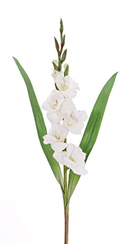 artplants.de Glaïeul Artificiel ELEA, Blanc, 85cm, Ø3-10cm - Faux glaieul/Fleur Artificielle