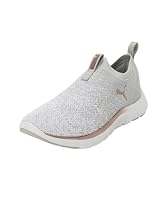 PUMA Damen Softride Remi Slip-on Knit Wn’s Road Running Shoe, Ash Gray Puma White Rose Gold, 38.5 EU