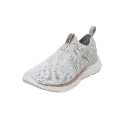 PUMA Women Softride Remi Slip-on Knit Wn's Chaussures de course sur route, Ash Gray White Rose Gold Metallic, 42 EU