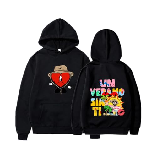 Photo de Générique Bad Bunny Sweat À Capuche Merch 3D Décontracté Pour Homme Et Femme,Black-M