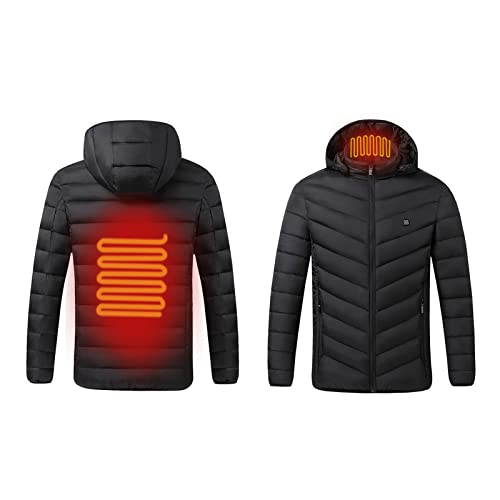 Image of Unisex Heated Down Warm Jackets Lightweight Long Sleeve Winter Coats Windproof Electric Insulated Heated Coat