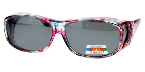 Fit Over Wrap Sunglasses Polarized Lens Wear Over Eyeglasses 100% UV Protection- 1 Floral Hard Case included2