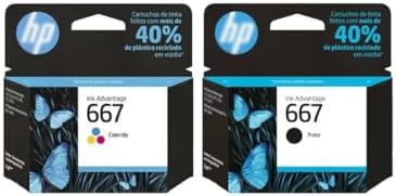 Kit Cartucho de Tinta 667 Preto e Colorido para Impressora, Conju...