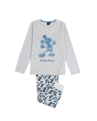 DISNEY Schlafanzug mit langen Ärmeln, Mickey Jeans, für Kinder, Grau Jaspis, 8