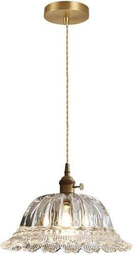 Lampe suspendue fleur dorée en verre vintage pour plafond de cuisine et îlot central