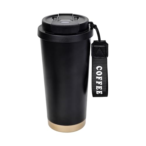 Longiang Thermobecher Edelstahl 530ml, Auslaufsicher Kaffeebecher to go mit 2-in-1-Deckel und Strohhalm, Doppelwandige Kaffee to go Becher für Heiße und Kalte Getränke (Schwarz) Longiang Thermobecher Edelstahl 530ml, Auslaufsicher Kaffeebecher to go mit 2-in-1-Deckel und Strohhalm, Doppelwandige Kaffee to go Becher für Heiße und Kalte Getränke (Schwarz)