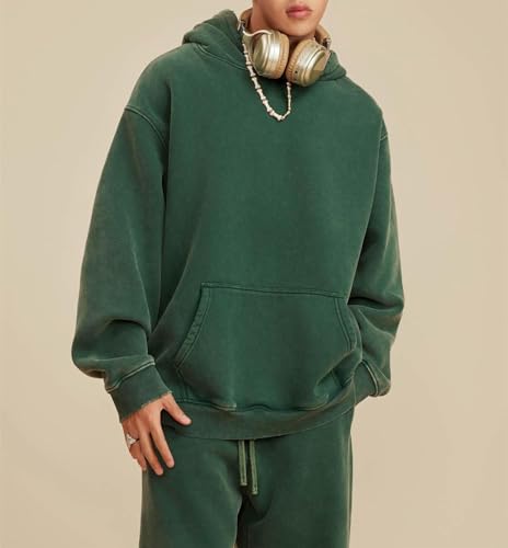 Mens Oversized Hoodies Pullover Vintage Sweatshirt Acid Wash Heavyweight Plush Cotton Baggy Streetwear Top Athletic2