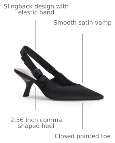Image of Coutgo Womens Slingback Kitten Heels Closed Pointed Toe Bowknot Knitted Slip On Work Pumps Dress Shoes