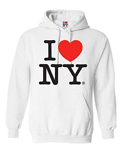 I Love New York Adult Hoodie White L