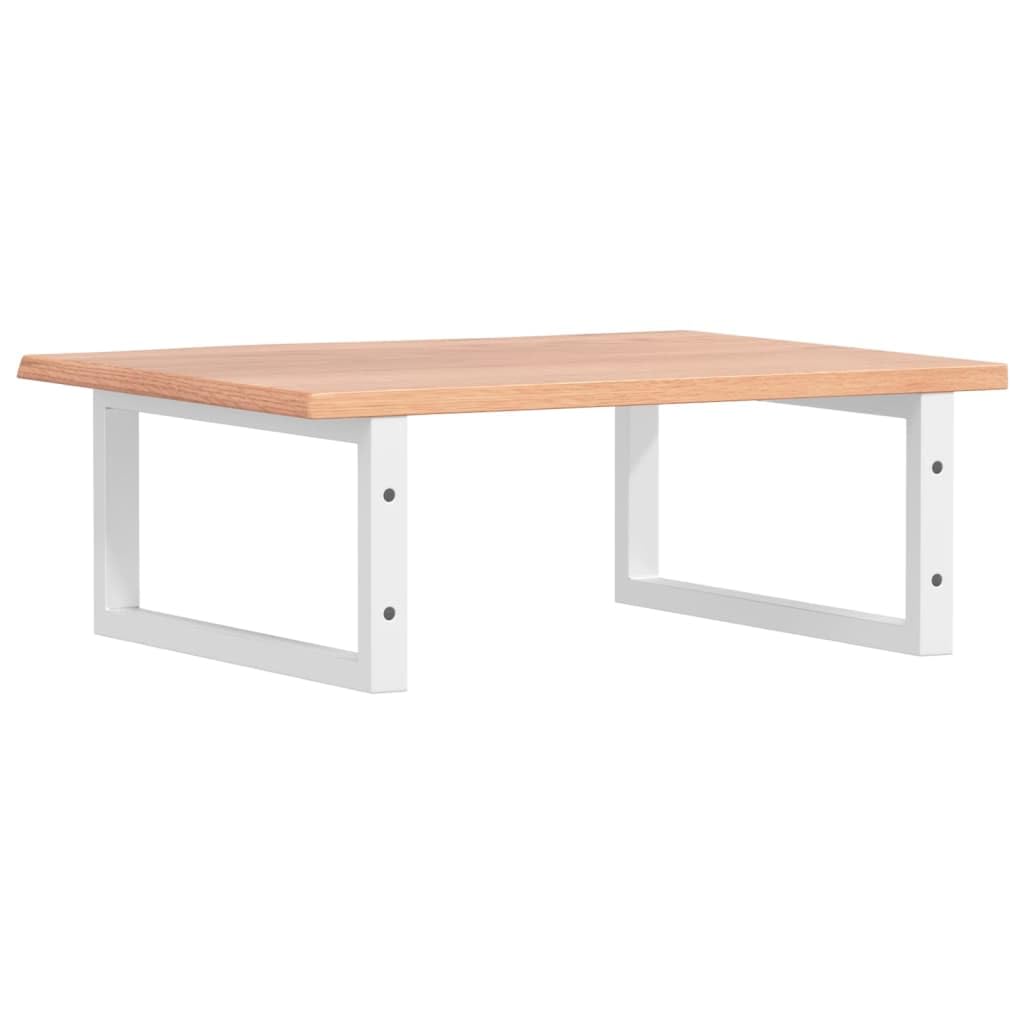 Waschtischplatte Eiche 60x50 cm mit Stahlhalterung Weiss | Platzsparende Konsole aus echtem Holz für das Badezimmer, inklusive zwei robusten Wandhalterungen aus Stahl.