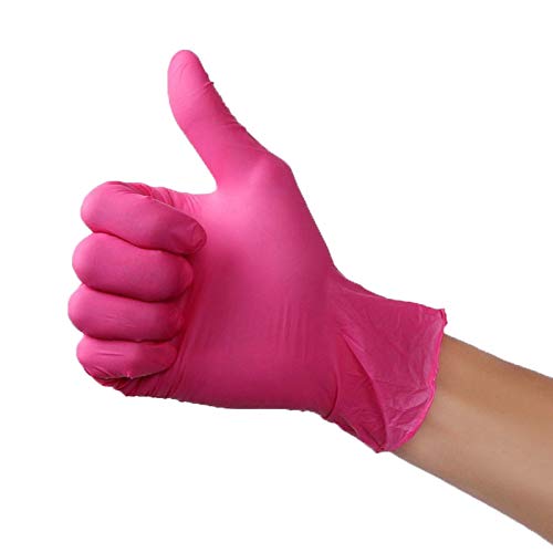 Preisvergleich Produktbild 100 Stück (1 Karton), Verschleißfeste, Haltbare Nitril-Einweghandschuhe Gummi-Latex-Lebensmittel Medizinische Haushaltsreinigungshandschuhe Anti-Static Pink, M.