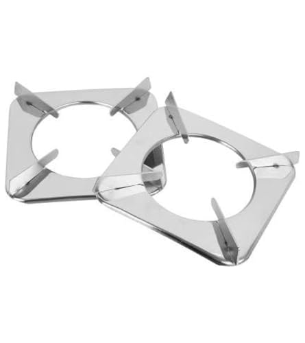 Stainless Steel Square Pan Support for LPG Stove – Universal Gas Stove Burner Stand Replacement (Silver, Pack of 2) – Durable & Rust-Free