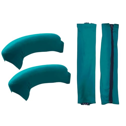 Image of HOKIPO 'SereneSolids' 140 GSM Armrest Covers for Office Chair (Zipper Style), 1 Pair, Teal (AR-5934-TEAL)