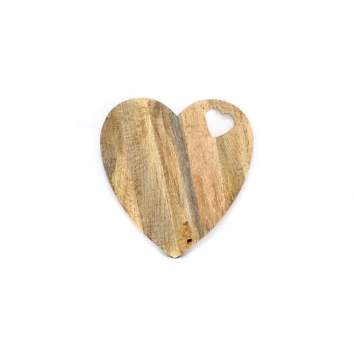 Planche à découper en bois naturel cœur 40 cm poignée cuisine présentation charcuterie