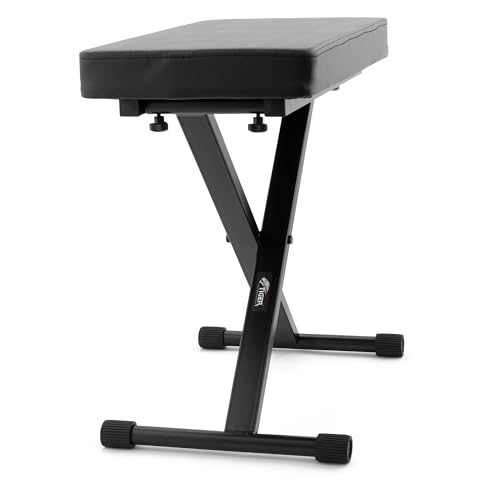 TIGER PST7-BK Banc de clavier, tabouret de piano - 4 sièges réglables en hauteur et repliables en X-Frame, Noir