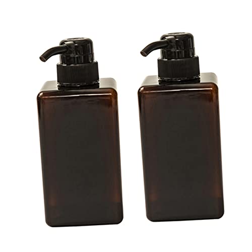 WRITWAA 2Piezas Botella Loción de Recipientes Rellenables para Champú Jabón Líquido y Gel de Ducha Color Marrón para Hogar y Hotel