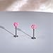 4mm Opal Cartilage Labret Helix Stud Earrings 316L Surgical Stainless Steel Round Ball Natural Birthstone Tragus Monroe Studs Lip Nose Rings Fashion Medusa Body Piercing Jewelry Gifts for Women Men 16G (Pink)