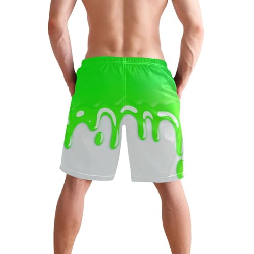 Fashion Street Graffiti Painting Green White Board Shorts Men 2 Layer Beach Shorts for Men 8”/ 9” Long XL Plus Size Exercising3