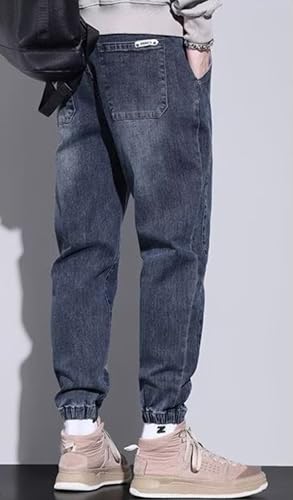 HBER Mens Denim Joggers Elastic Drawstring Waist Pull On Loose Tapered Ankle Jeans Baggy Jean Sweatpants2