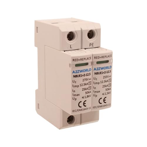 Scaricatore Di Sovratensione 220V Tipo 1 e Tipo 2, 2P T1+T2 B+C 275V 8KA 25KA Da 2 Poli, Occupa 2 Moduli DIN, Protegge Impianti Da Fulmini e Picchi Di Tensione