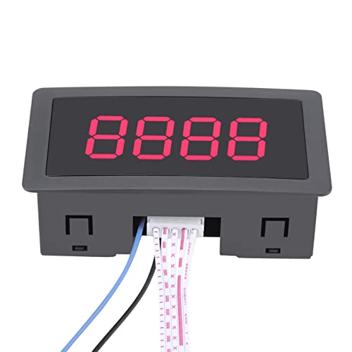 Image of FTVOGUE Auto Digital Counter DC LED Digital Display 4 Digit 0-9 Up /Down Plus /Minus Panel Counter Meter with Cable(Red)