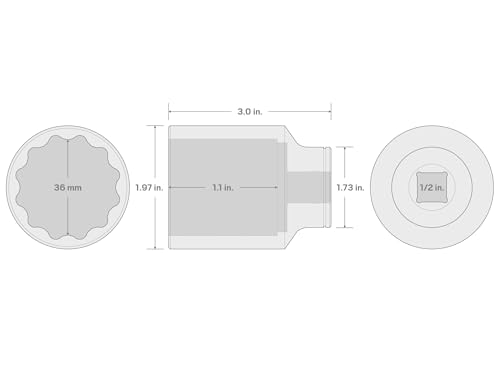 Image of TEKTON 1 /2 Inch Drive x 36 mm Deep 12-Point Socket | SHD23336