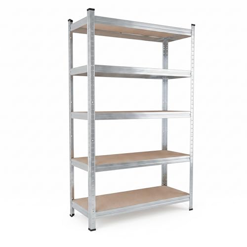 BELKO® Étagère pour charges lourdes C112 - Galvanisée - 150 x 75 x 30 cm - Étagère de rangement et de cave - Étagère en métal avec 5 étagères -...