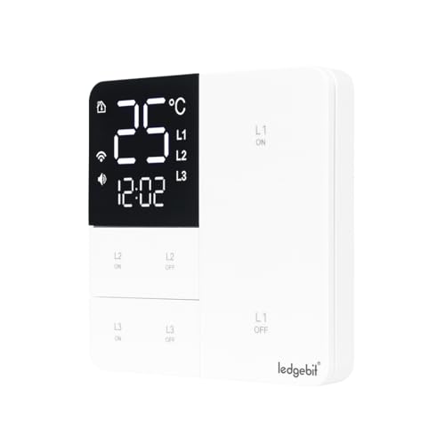 Image of Ledgebit Smart Zigbee Touch Light Switch with Timer & Temperature Display - Alexa & Smart Life Compatible | Zigbee Bridge-Hub Required | Glass Panel