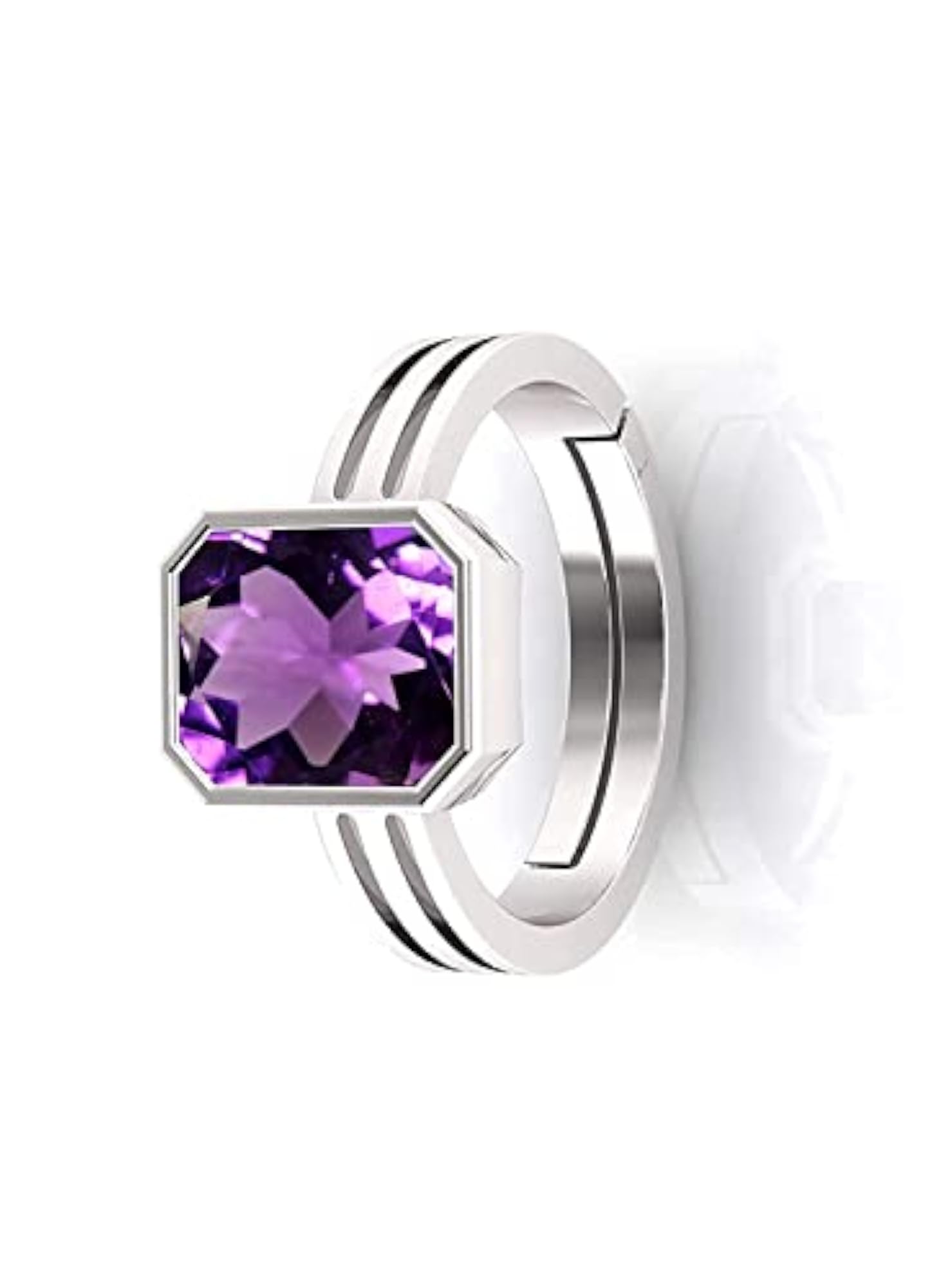 Adjustable Amethyst Silver Plated Ring