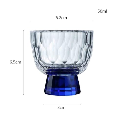 Vasos chupito de cristal de 50ml con relieve diamante y base amarilla para degustación de té 3