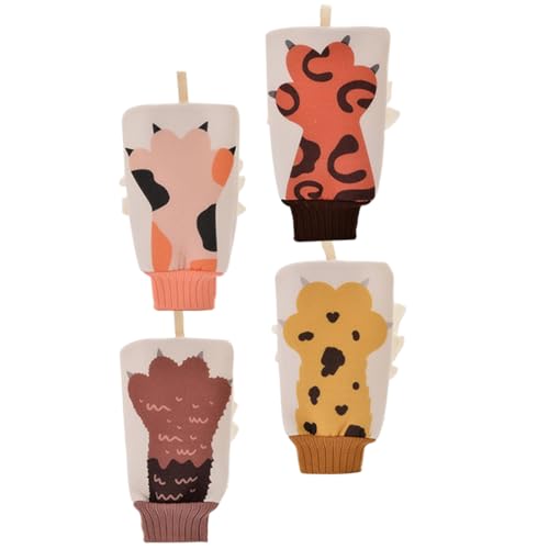 Beavorty 4 Piezas Guantes De Baño De Dibujos Animados Equipo Pestaña Toalla De Microfibra Guante Exfoliante Fresco Varita Mágica Teñido Depurador Corporal Exfoliante Gel Esponja Compuesta