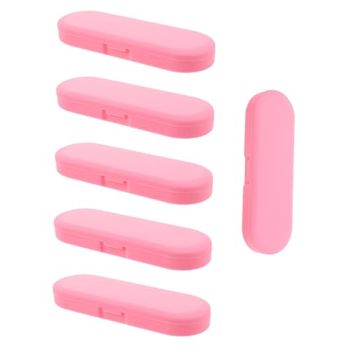 Frcolor 6個 ポータブル収納ボックスチック容器 トラベルタングスクレーパーケース タングスクレーパートラベルケース 保管用のプラスチック製の箱 保存容器 ピンク
