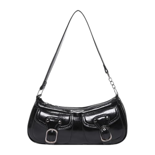 Image of Vintage Buckle Punk Purse for Women, Retro Y2K Shoulder Bag, Mini Hobo Clutch Aesthetic Purse for Travel Shopping