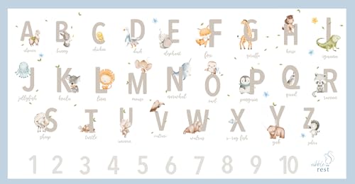Image of Nibble And Rest Disposable Placemats for Baby 20 Pack Stick-On Ikea Antilop highchair, Alphabet ABC Animal Sticky Place Mats, Kids Table Mat for Restaurants Dining Table Travel Essentials for Toddlers