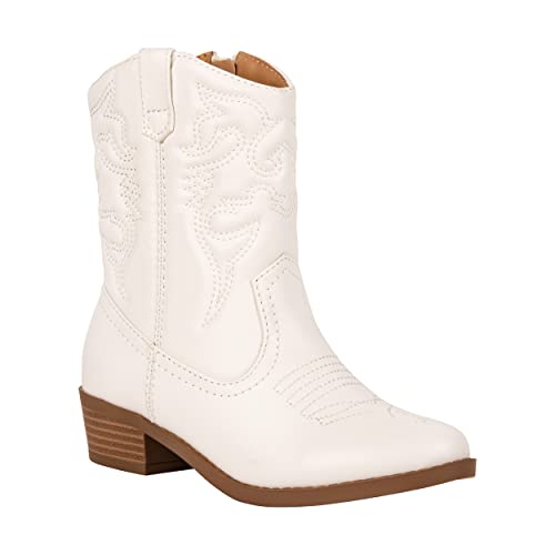 ~ Andie ~ Kids Western Cowboy Stitched Pointe Toe Low Heel Ankle Mid Shaft Fashion Girls Boys Unisex Boots Children3
