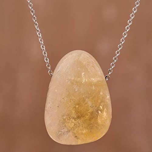 Collier Femme,Pierre Naturelle Citrine Cristal Pendentif Collier Mode Larme Charme Argent Chaînes Yoga Quartz Énergie Pierre Précieuse Tour De Cou Bijoux Faits À La Main pour Femmes Hommes Cadeau Cover
