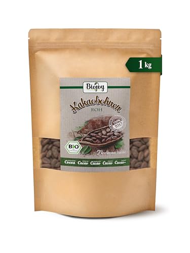 Biojoy Granos de Cacao Crudos Ecológico (1 kg), enteros y sin azúcar (Theobroma cacao)