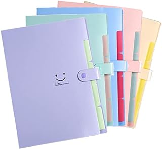6 Pack Expanding File Folders Accordion Document Organizer, Letter A4 Paper Placstic File Folder 5 Pocket Expandable File Jackets for School Office Home